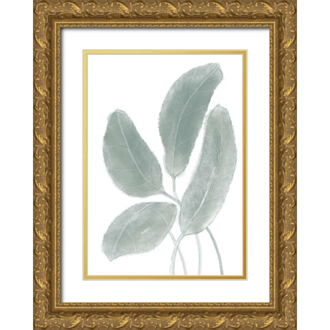 Leaves Watercolor 02 Gold Ornate Wood Framed Art Print with Double Matting by Artographie Studio