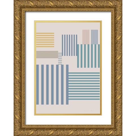 Squares Gold Ornate Wood Framed Art Print with Double Matting by Artographie Studio