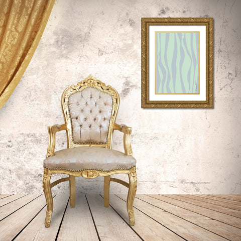 Wavy Stripes Gold Ornate Wood Framed Art Print with Double Matting by Artographie Studio