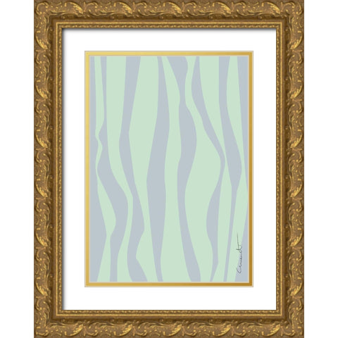 Wavy Stripes Gold Ornate Wood Framed Art Print with Double Matting by Artographie Studio