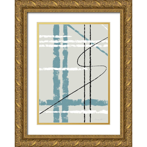 Messy Lines Gold Ornate Wood Framed Art Print with Double Matting by Artographie Studio