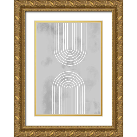 Archs in Ice Gold Ornate Wood Framed Art Print with Double Matting by Artographie Studio