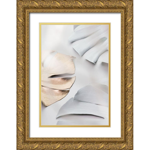 Monstera Mix 02 Gold Ornate Wood Framed Art Print with Double Matting by Artographie Studio