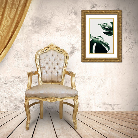 Monstera Natural 11 Gold Ornate Wood Framed Art Print with Double Matting by Artographie Studio