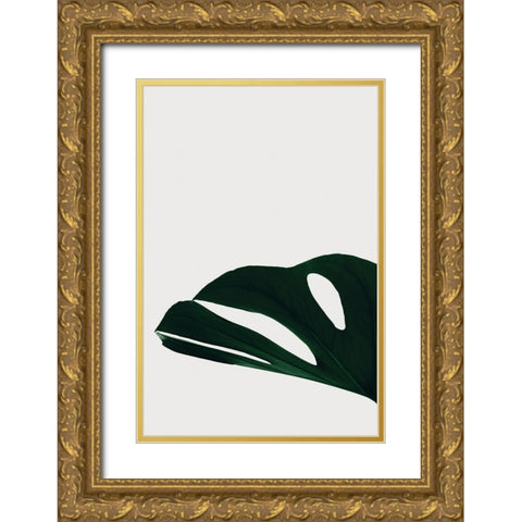Monstera Natural 21 Gold Ornate Wood Framed Art Print with Double Matting by Artographie Studio