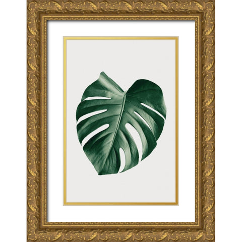 Monstera Natural 23 Gold Ornate Wood Framed Art Print with Double Matting by Artographie Studio