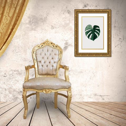 Monstera Natural 24 Gold Ornate Wood Framed Art Print with Double Matting by Artographie Studio