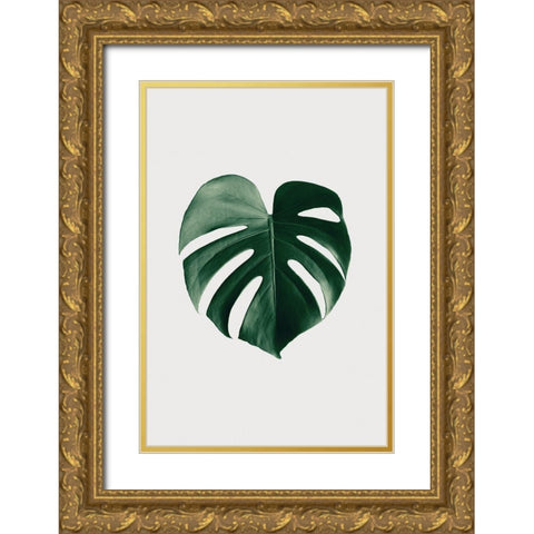 Monstera Natural 24 Gold Ornate Wood Framed Art Print with Double Matting by Artographie Studio