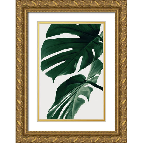 Monstera Natural 31 Gold Ornate Wood Framed Art Print with Double Matting by Artographie Studio
