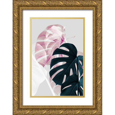 Monstera Creative 08 Gold Ornate Wood Framed Art Print with Double Matting by Artographie Studio