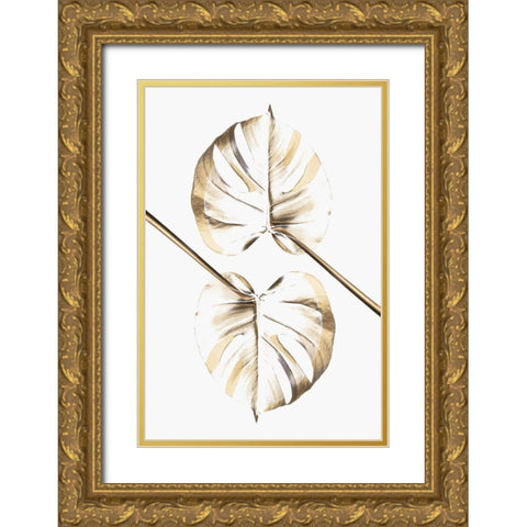 Monstera Gold 10 Gold Ornate Wood Framed Art Print with Double Matting by Artographie Studio