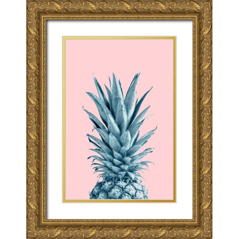 Pineapple Pink 06 Gold Ornate Wood Framed Art Print with Double Matting by Artographie Studio