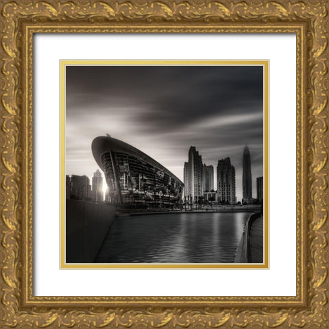 Dubai Opera-Dubai-UAE Gold Ornate Wood Framed Art Print with Double Matting by Kazzaz, mohamed