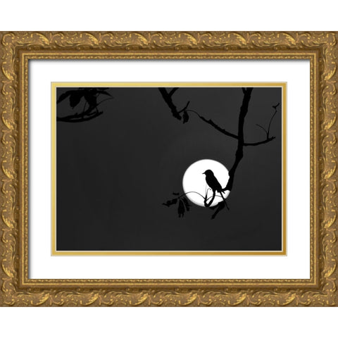 Nightingale of my Dreams Gold Ornate Wood Framed Art Print with Double Matting by Maiti, Asamanj