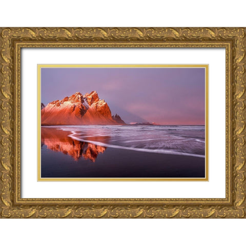 Purple wave Gold Ornate Wood Framed Art Print with Double Matting by Groleau, Michel