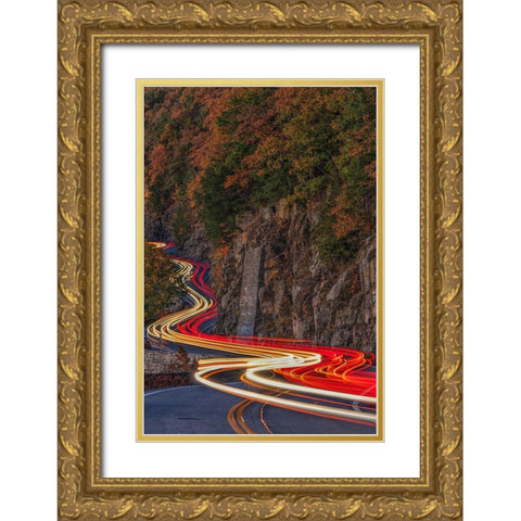 Car Trails Gold Ornate Wood Framed Art Print with Double Matting by Rao, jenny
