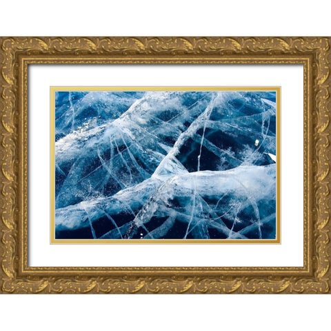 Baikal ice Gold Ornate Wood Framed Art Print with Double Matting by Bondarenko, Alexander
