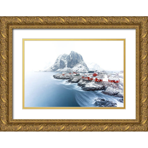 HamnAcy at winter Gold Ornate Wood Framed Art Print with Double Matting by Bohnenkamp, Timo