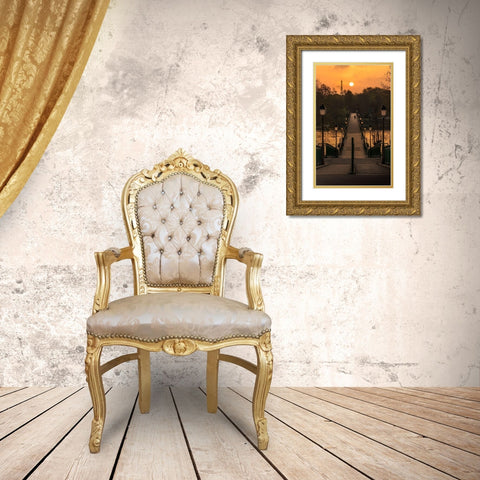 Paris at Night Gold Ornate Wood Framed Art Print with Double Matting by Pacifico