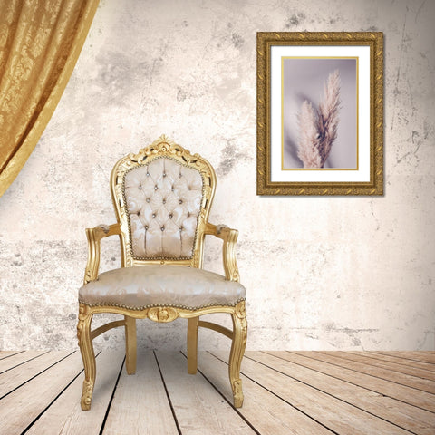 Pampas Grass Gold Ornate Wood Framed Art Print with Double Matting by Artographie Studio
