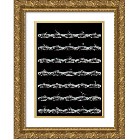 Droplets Gold Ornate Wood Framed Art Print with Double Matting by Aybena