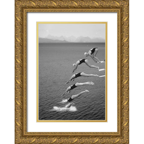 The beauty of diving Gold Ornate Wood Framed Art Print with Double Matting by van Son, Greetje