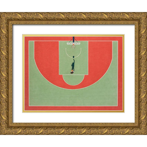 Shadow Basketball Gold Ornate Wood Framed Art Print with Double Matting by Polischuk, Ekaterina