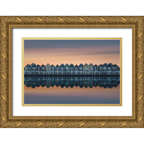 Drifting Houses Gold Ornate Wood Framed Art Print with Double Matting by Franzoni, de Franzoni