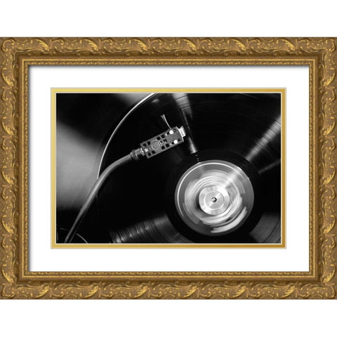Vinyl 002 Gold Ornate Wood Framed Art Print with Double Matting by Artographie Studio