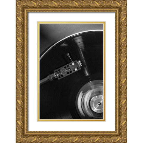 Vinyl 001 Gold Ornate Wood Framed Art Print with Double Matting by Artographie Studio