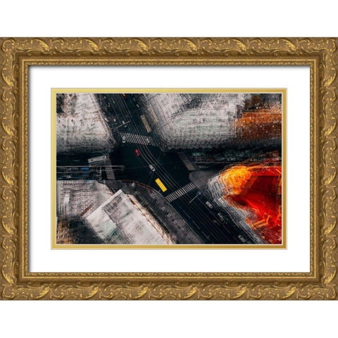 Moscow Crossroad Gold Ornate Wood Framed Art Print with Double Matting by Chiriaco, Carmine