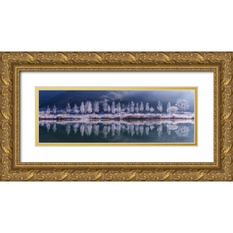 Cold morning Gold Ornate Wood Framed Art Print with Double Matting by Seo, Tiger