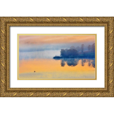 Into the Autumn Morning Gold Ornate Wood Framed Art Print with Double Matting by Zhang, Eric