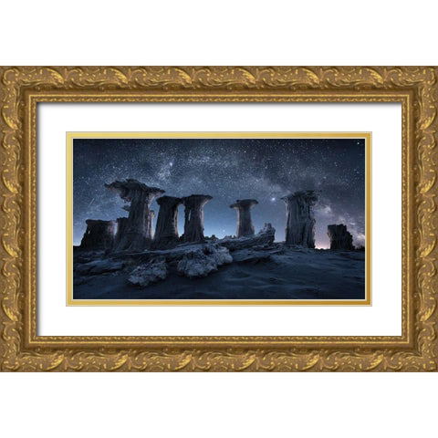 Primival Arch and Columns Gold Ornate Wood Framed Art Print with Double Matting by Xu, Simon