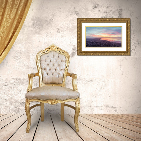 The Herons Morning View Gold Ornate Wood Framed Art Print with Double Matting by Londal, Leif