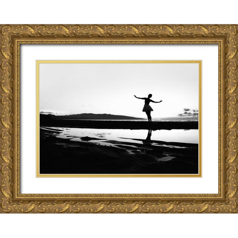 Beach Dance Gold Ornate Wood Framed Art Print with Double Matting by Medeiros, Paulo
