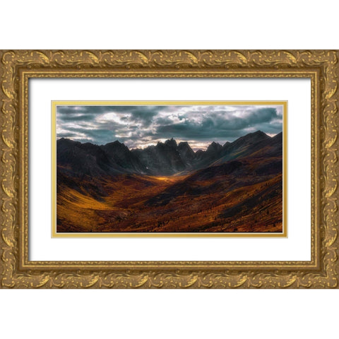 Autumn in Tombstone Mountain Gold Ornate Wood Framed Art Print with Double Matting by Zhang, Jenny L