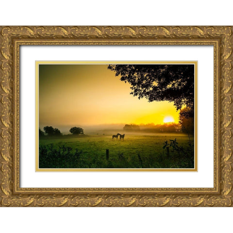 Romantik in der Morgenstunde Gold Ornate Wood Framed Art Print with Double Matting by Jansen, Arne