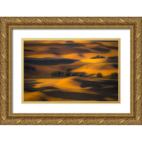 Autumn of Rolling Hills Gold Ornate Wood Framed Art Print with Double Matting by Kim, Eunice