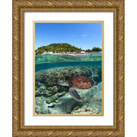 Along shore Gold Ornate Wood Framed Art Print with Double Matting by Narchuk, Andrey