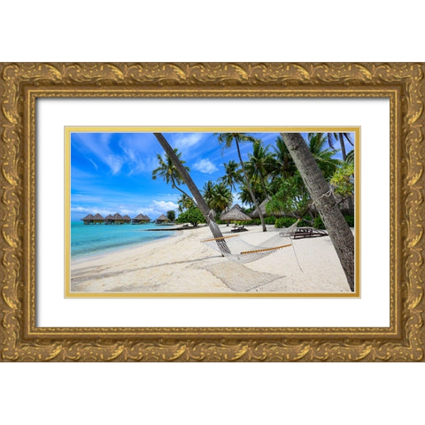 Paradise Hammock Gold Ornate Wood Framed Art Print with Double Matting by Leske, Mike