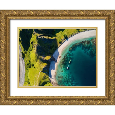 Two Boats Gold Ornate Wood Framed Art Print with Double Matting by Chandra, Suwandi