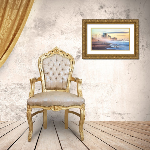 Autumn Morning at the Beach Gold Ornate Wood Framed Art Print with Double Matting by Yang, Jianping