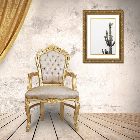 Cactus 003 Gold Ornate Wood Framed Art Print with Double Matting by Artographie Studio