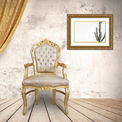 Cactus 004 Gold Ornate Wood Framed Art Print with Double Matting by Artographie Studio
