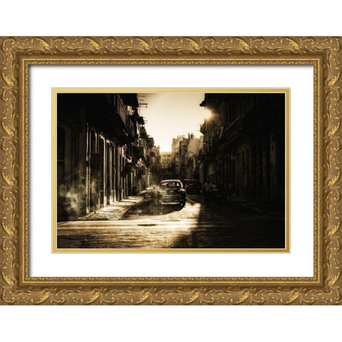 Mystic morning in Havana Gold Ornate Wood Framed Art Print with Double Matting by Akpinar, Baris
