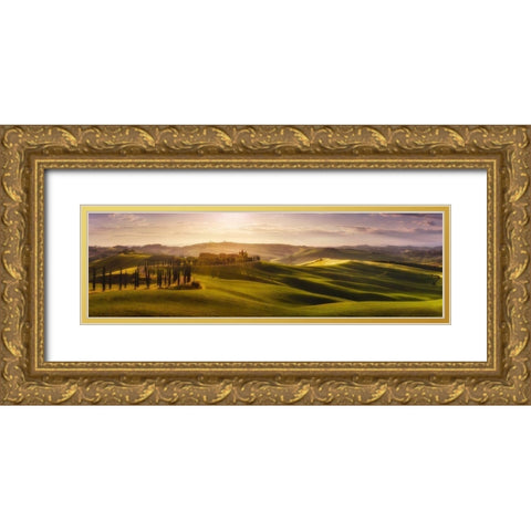 Waves of Light Gold Ornate Wood Framed Art Print with Double Matting by De La, Javier