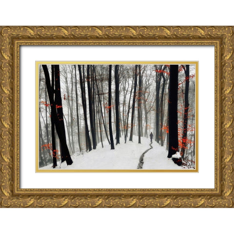Through autumn and winter Gold Ornate Wood Framed Art Print with Double Matting by Krivec, Samanta