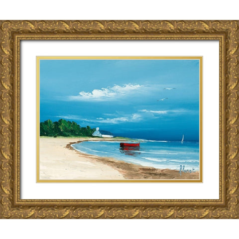 Rivages II Gold Ornate Wood Framed Art Print with Double Matting by Flanet, Frederic