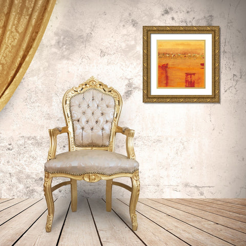 Orange Landscape Gold Ornate Wood Framed Art Print with Double Matting by Richter-Armgart, Rose
